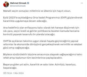 Bakan Şimşek: Kamuda harcama kontrolü yaparak tasarrufu ön planda tutacağız