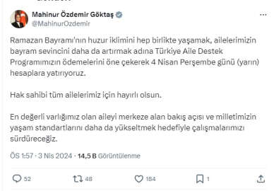 Aile Destek Programı ödemeleri öne çekildi