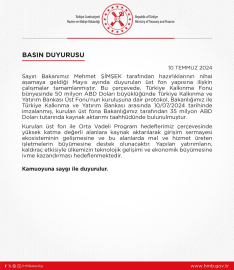Hazine ve Maliye Bakanlığı: Türkiye Kalkınma ve Yatırım Bankası Üst Fonu'na 35 milyon dolar kaynak aktarımı taahhüdünde bulunuldu