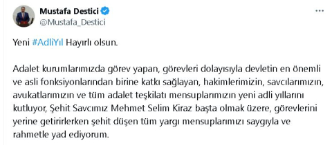 Destici'den yeni adli yıl mesajı