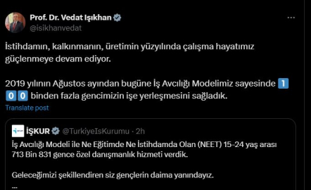 Bakan Işıkhan: 100 binden fazla gencimizin işe yerleşmesini sağladık