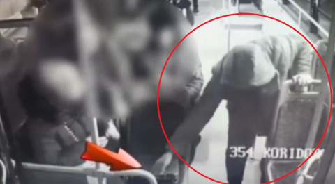 Kayseri'de özel halk otobüsündeki hırsızlık anı kamerada; şüpheli yakalandı