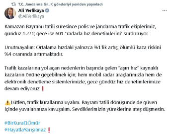Bakan Yerlikaya'dan sürücülere 'aşırı hız' uyarısı