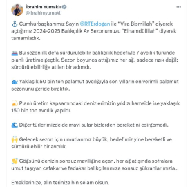 Bakan Yumaklı: Son yılların en verimli palamut sezonunu geride bıraktık
