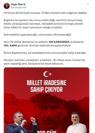 Özgür Özel: Partimizi tartıştırmaya, iktidar yürüyüşümüzü kesmeye yönelik siyasi bir operasyon