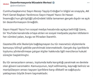 DMM: Hayati Yazıcı ile İmamoğlu'nun babasının görüştüğü iddiası gerçek dışı