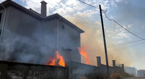Tekirdağ'da ot yangınında alevler evlere sıçradı (2)