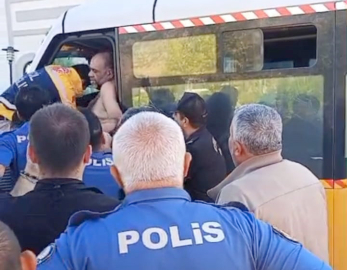 Gaziantep’te ceza yiyen sürücü kendini ve aracını yakmaya çalıştı