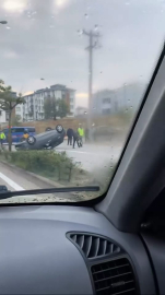 Takla atan otomobilin sürücüsü yaralandı