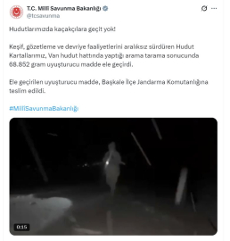 MSB: Van hudut hattında 68 kilo uyuşturucu ele geçirdi