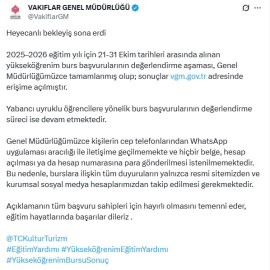 Vakıflar Genel Müdürlüğü burs sonuçları açıklandı