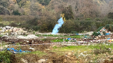 Zonguldak’ta iş makinası doğalgaz hattına zarar verdi