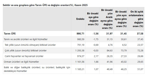 TÜİK: Tarım ürünleri üretici fiyatları aylık yüzde 1,56 azaldı