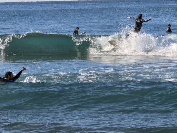 Hatay'da güneşli havanın keyfini sörf yaparak çıkardılar