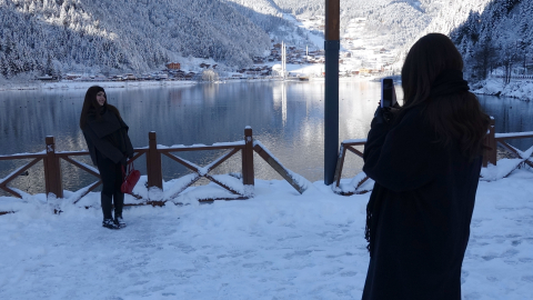 Uzungöl’de kar yağışı sonrası seyirlik manzaralar oluştu / Ek fotoğraflar