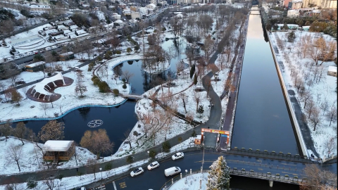 İstanbul - Kar yağışının ardından Hasbahçe havadan görüntülendi