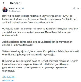 Bakan Tunç, şehitler Fethi Sekin ve Musa Can'ı andı