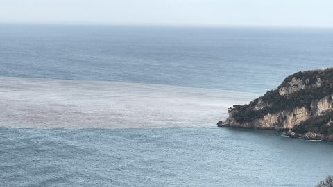 Eriyen kar suları nedeniyle denizin rengi değişti