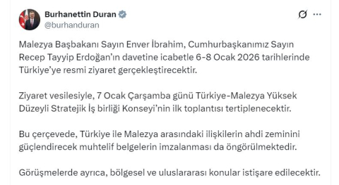 Malezya Başbakanı İbrahim, Türkiye'yi ziyaret edecek