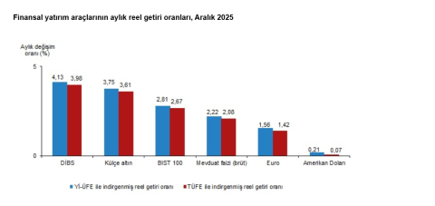 TÜİK: Aylık en yüksek reel getiri DİBS'te oldu