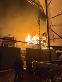 Fethiye’de yapımı süren 20 metrelik gulet teknede yangın