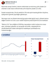 Bakan Şimşek: Sanayide verimlilik odaklı politikaları hızlandıracağız