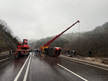 Alkollü sürücünün kullandığı TIR, uçuruma devrildi