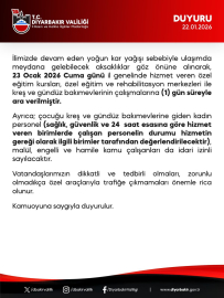 Diyarbakır’da özel eğitim kursları, rehabilitasyon merkezleri ve kreşlere 1 gün kar tatili