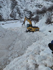 Van'da çığın kapattığı mezra yolunda zorlu mücadele