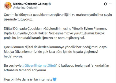 Bakan Göktaş, 'Güvenli İnternet Günü'nü kutladı