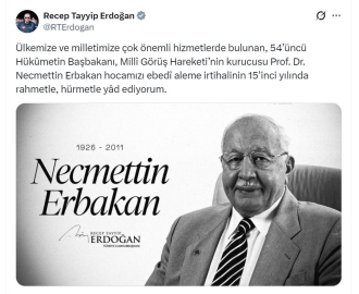 Cumhurbaşkanı Erdoğan, Erbakan'ı andı