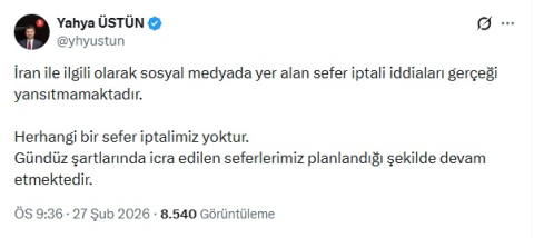 İstanbul - THY’den İran seferleriyle ilgili açıklama