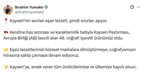 Kayseri pastırmasına AB'den coğrafi işaret tescili