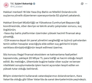 Hakkari merkezli 18 ilde 'yasa dışı bahis' operasyonu: 52 gözaltı