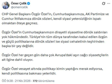 AK Parti'li Çelik: Özgür Özel'in, Cumhurbaşkanımızın dirayetli siyasetine dönük saldırıları yok hükmündedir