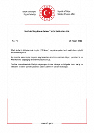 Dışişleri’nden Mali’deki terör saldırılarına kınama