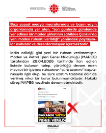 DMM'den 'maden ruhsatı' açıklaması