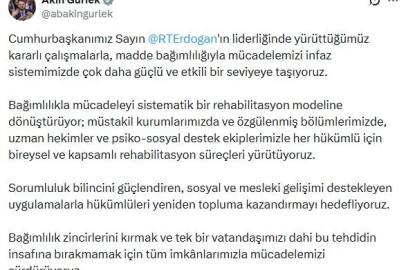 Bakan Gürlek: Bağımlılıkla mücadeleyi sistematik bir rehabilitasyon modeline dönüştürüyoruz