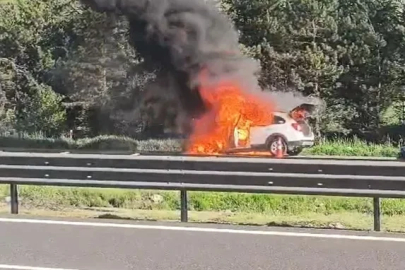 Cip, otoyolda alev alev yandı 