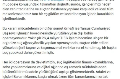 Bakan Gürlek: Suç odaklarına karşı mücadelemiz kararlılıkla sürecektir