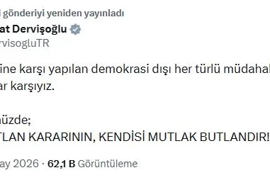 Dervişoğlu: Demokrasi dışı her türlü müdahaleye karşıyız