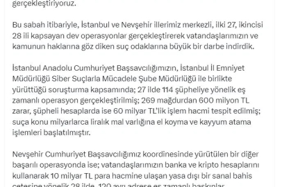'Dolandırıcılık' ve 'yasa dışı bahis' soruşturmalarında 221 gözaltı kararı