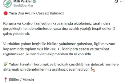 DKMP'den yasa dışı avcılığa 981,7 bin lira para cezası