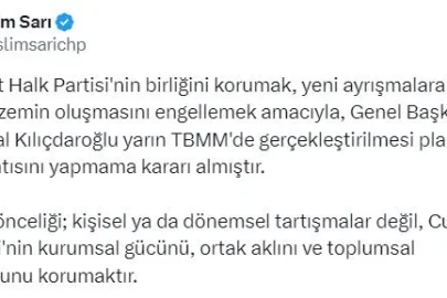 CHP Sözcüsü Sarı: Kılıçdaroğlu, yarın grup toplantısı yapmayacak