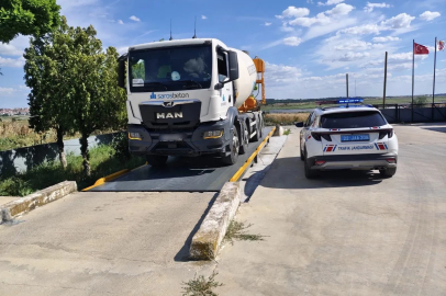 Edirne'de taşıma sınırını aşan kamyon işletenine 60 bin lira ceza