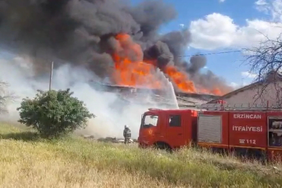 Erzincan'da mobilya deposunda yangın